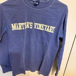 Blue Long Sleeve Shirt with Martha's Vineyard Print